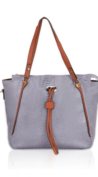 Mayawye Women's Faux Leather Textured Tote Bag (Grey)