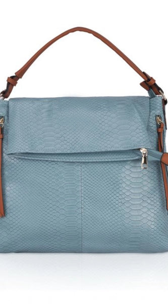 Mayawye Women's Faux Leather Textured Sling Bag (Blue)