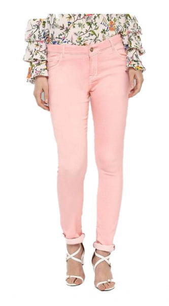 Mayawye Women's Denim Solid Buttoned Jeans (Pink)