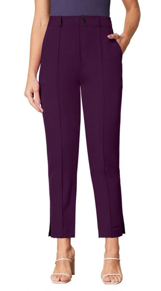 Mayawye Women's Polyester Solid With Pocket Pant (Wine)
