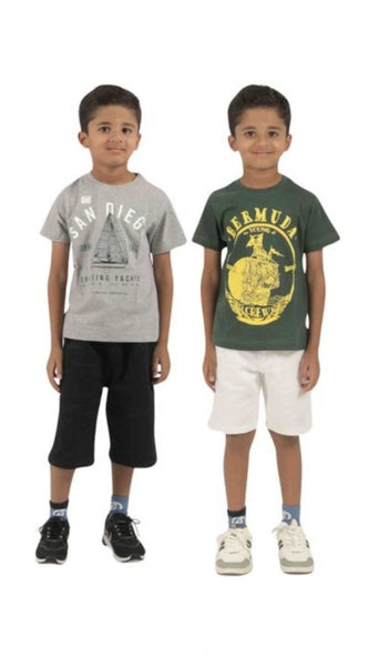 Mayawye Pack of 2 Boy's Cotton Printed Short Sleeve T-Shirt's (Multicolor)