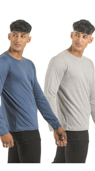 Mayawye Pack of 2 Men's Casual Cotton Solid Full Sleeve Tshirts (Multicolor)