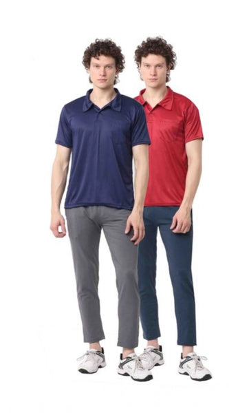 Mayawye Pack of 2 Men's Casual Cotton Blend Solid Short Sleeve Tshirts (Multicolor)
