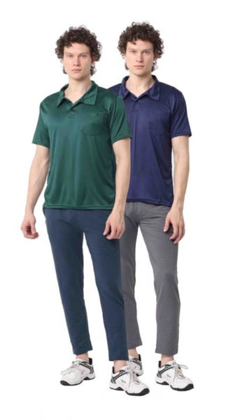 Mayawye Pack of 2 Men's Casual Cotton Blend Solid Short Sleeve Tshirts (Multicolor)