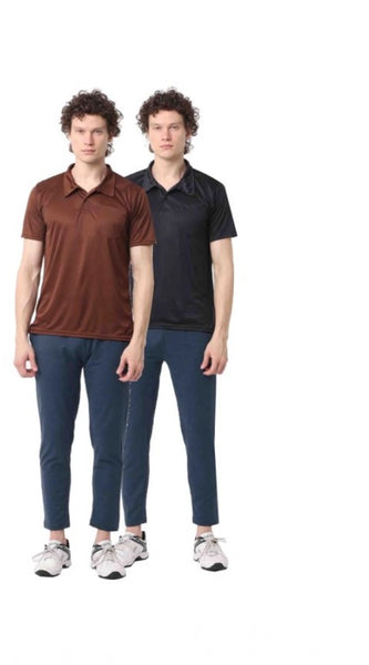 Mayawye Pack of 2 Men's Casual Cotton Blend Solid Short Sleeve Tshirts (Multicolor)