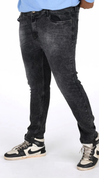 Mayawye Men's Cotton Blended Solid Plus Size Jeans (Grey)