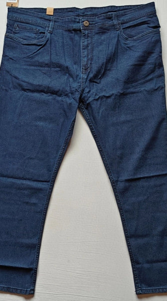 Mayawye Men's Cotton Blended Solid Plus Size Jeans (Dark Blue)