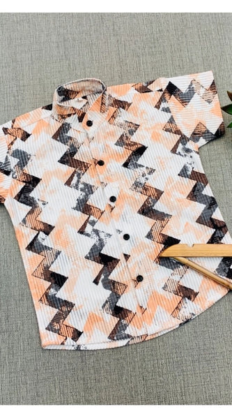 Mayawye Boy's Cotton Blend Printed Short Sleeve Shirt (MultiColor)