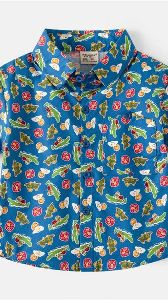 Mayawye Boy's Cotton Blend Printed Short Sleeve Shirt (MultiColor)