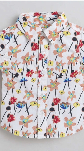 Mayawye Boy's Cotton Blend Printed Short Sleeve Shirt (MultiColor)
