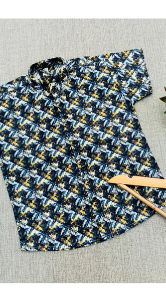 Mayawye Boy's Cotton Blend Printed Short Sleeve Shirt (MultiColor)