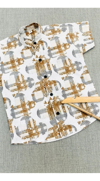 Mayawye Boy's Cotton Blend Printed Short Sleeve Shirt (MultiColor)