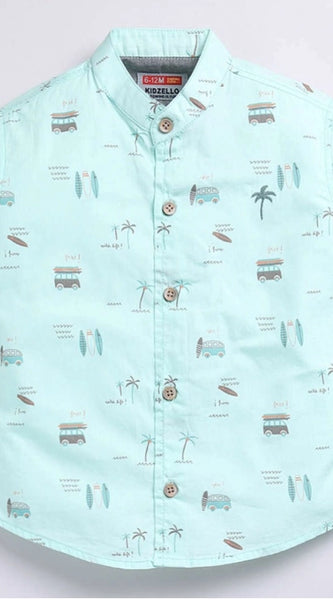Mayawye Boy's Cotton Blend Printed Short Sleeve Shirt (MultiColor)