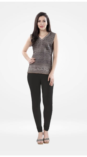 Mayawye Women's Cotton Blended Solid Churidar leggings (Black)