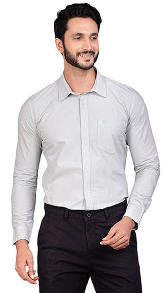 Mayawye Men's Casual Cotton Full Sleeve Solid Shirt (Grey)