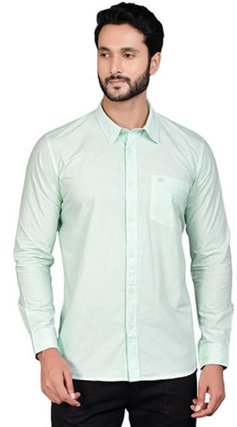 Mayawye Men's Casual Cotton Full Sleeve Solid Shirt (Sea Green)