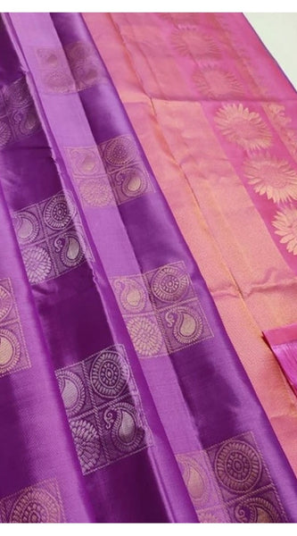 Mayawye Women's Litchi silk Printed Saree With Unstitched Blouse (Magenta With pink)