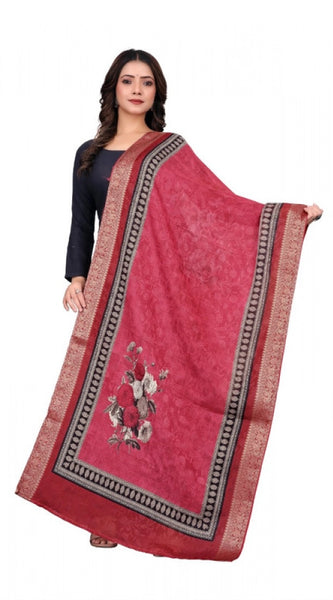 Mayawye Women's chanderi silk Printed Dupatta (Red, Length: 2 Mtr)