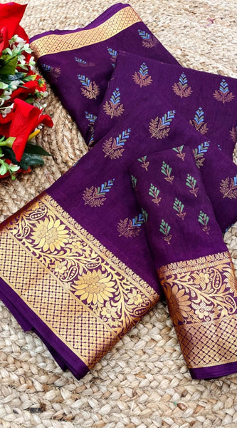 Mayawye Women's Digital Dolla Silk Printed Saree With Unstitched Blouse 5.5Mtr (Purple)