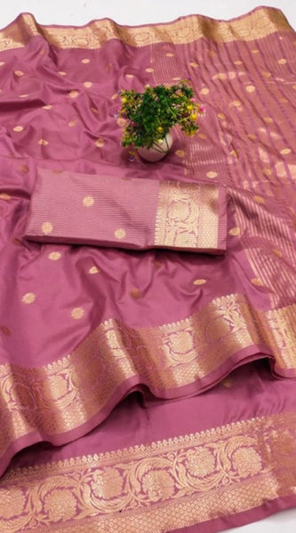 Mayawye Women's Jacquard Silk Jaquard Woven Saree With Unstitched Blouse 5.5Mtr (Pink)