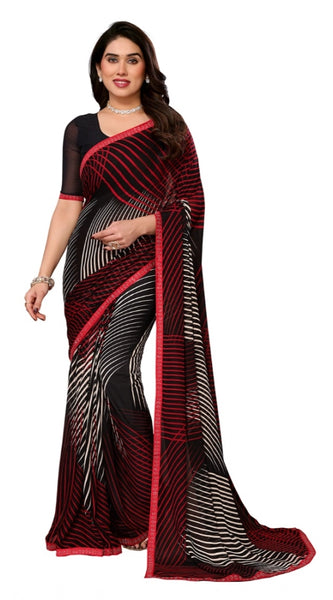Mayawye Women's Georgette Printed Saree With Unstitched Blouse 5.5Mtr (Multicolor)