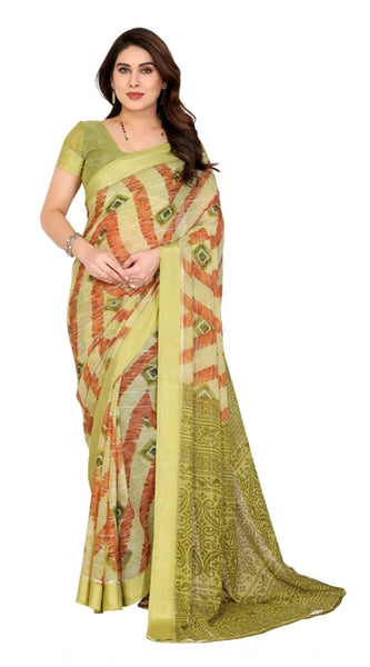 Mayawye Women's Georgette Printed Saree With Unstitched Blouse 5.5Mtr (Multicolor)