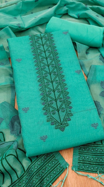 Mayawye Women's Banarasi Silk Printed Unstitched Salwar Suit Material With Dupatta (sea Green, 3Mtrs)