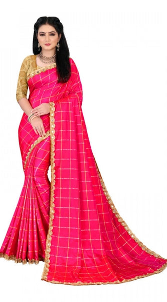 Mayawye Women's Sana Silk Bandhni Saree With Unstitched Blouse 5.5Mtr (Pink)