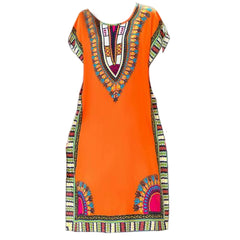 Women Summer Dress Bohemian Printed Street Wear Batwing Sleeve Loose Tunic