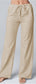 Women'S Fashion Solid Color Loose Lace-Up Cotton and Linen Straight-Leg Pants