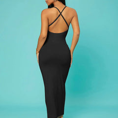 SXY Solid Criss-Cross Backless Bodycon Dress Concert Long Summer Dress Prom Dress Sexy Dress Valentine Day Dress