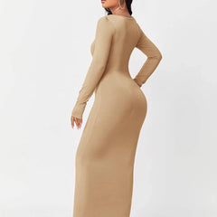 SXY Solid Maxi Bodycon Dress