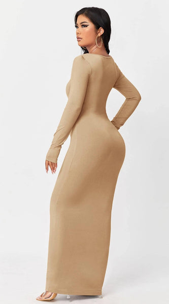 SXY Solid Maxi Bodycon Dress