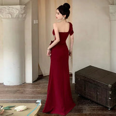 American Sexy Evening Dress Banquet High Waisted Fish Tail Cocktail Long Dresses Elegant Temperament Vestido