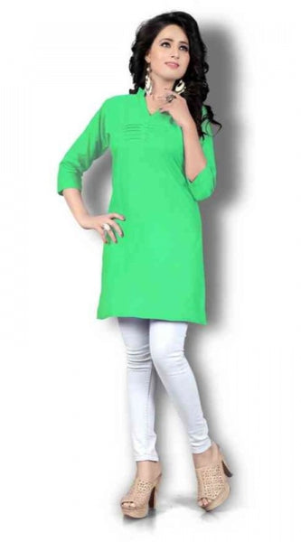 Mayawye Women's Cotton Kurtis (Green, M)