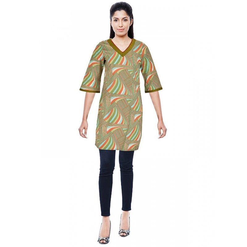 Mayawye Women's Rayon Kurtis (Green, Multi, S)