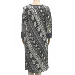 Mayawye Women's Rayon Kurtis (Black, White, XL)