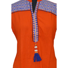 Mayawye Women's Rayon Kurtis (Orange, XXL)