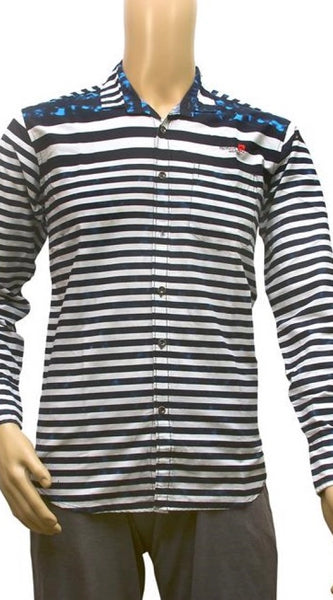 Mayawye Mens Cotton Casual Men Shirts (Blue, White, XS)