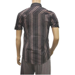 Mayawye Mens Poly Casual Men Shirts (Black, Grey, L)