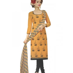 Mayawye Womens Cotton Regular Unstitched Salwar-Suit Material With Dupatta (Yellow, 2 mtr)