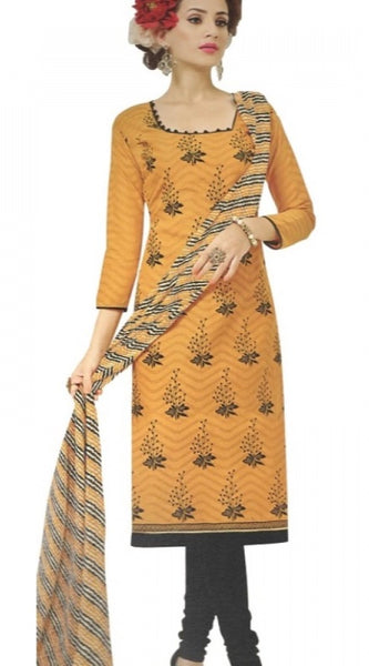 Mayawye Womens Cotton Regular Unstitched Salwar-Suit Material With Dupatta (Yellow, 2 mtr)