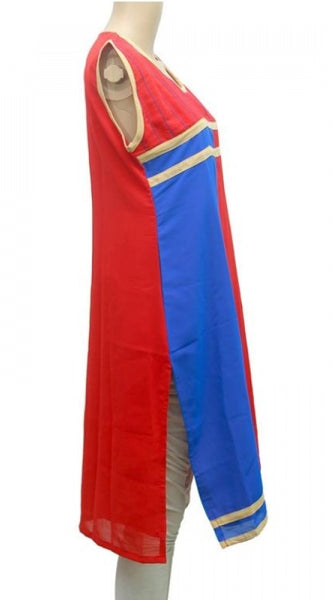 Mayawye Women's Synthetic Kurtis (Red, Blue, M)