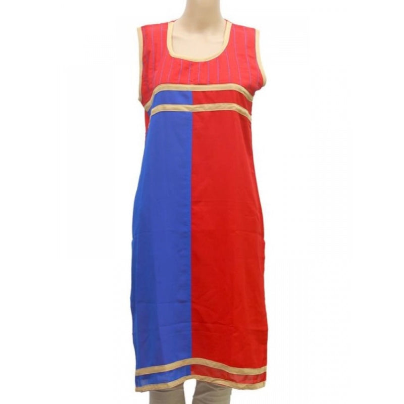 Mayawye Women's Synthetic Kurtis (Red, Blue, M)