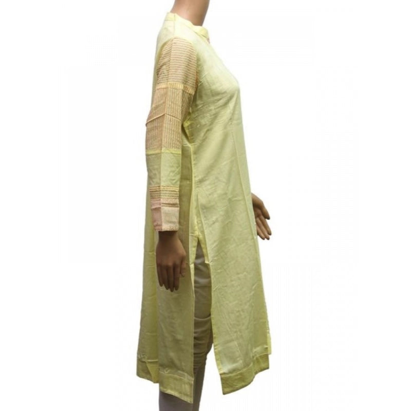 Mayawye Women's Rayon Kurtis (Lemon Yellow, XL)
