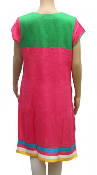 Mayawye Women's Rayon Kurtis (Pink, Green, L)