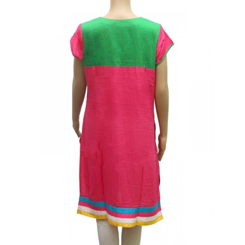 Mayawye Women's Rayon Kurtis (Pink, Green, L)