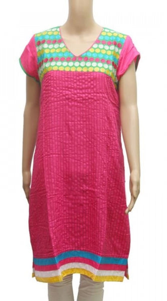 Mayawye Women's Rayon Kurtis (Pink, Green, L)