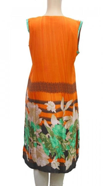 Mayawye Women's Synthetic Kurtis (Orange, Multi, L)