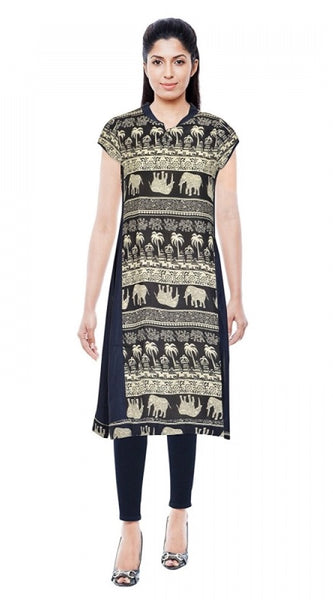 Mayawye Women's Rayon Kurtis (Blue, L)